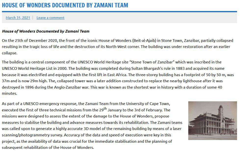 Lidar News; House of Wonders Documented by Zamani Team